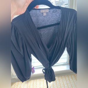 Jcrew Point Sue puff sleeve faux wrap top